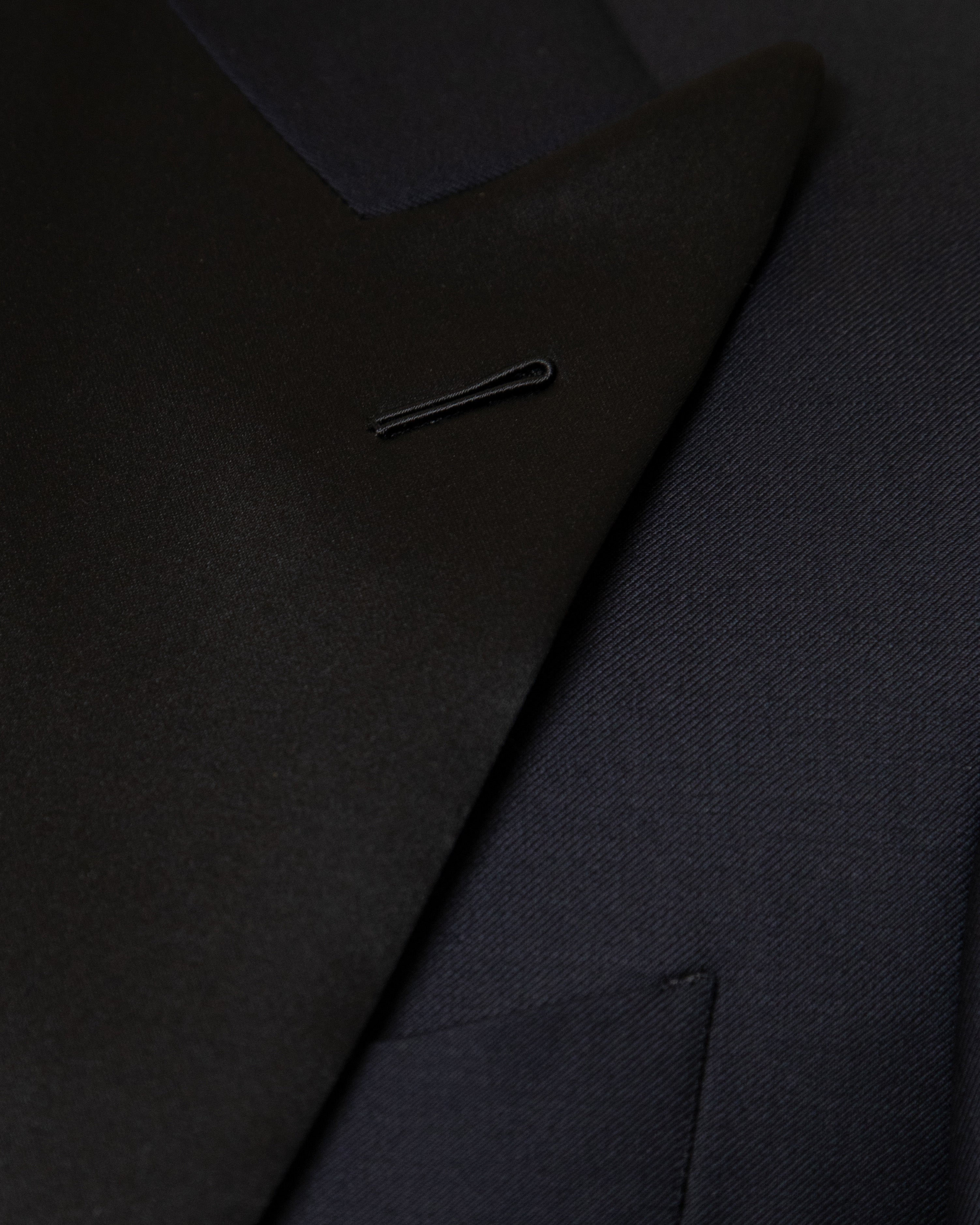 Midnight Blue Tuxedo with Black Satin