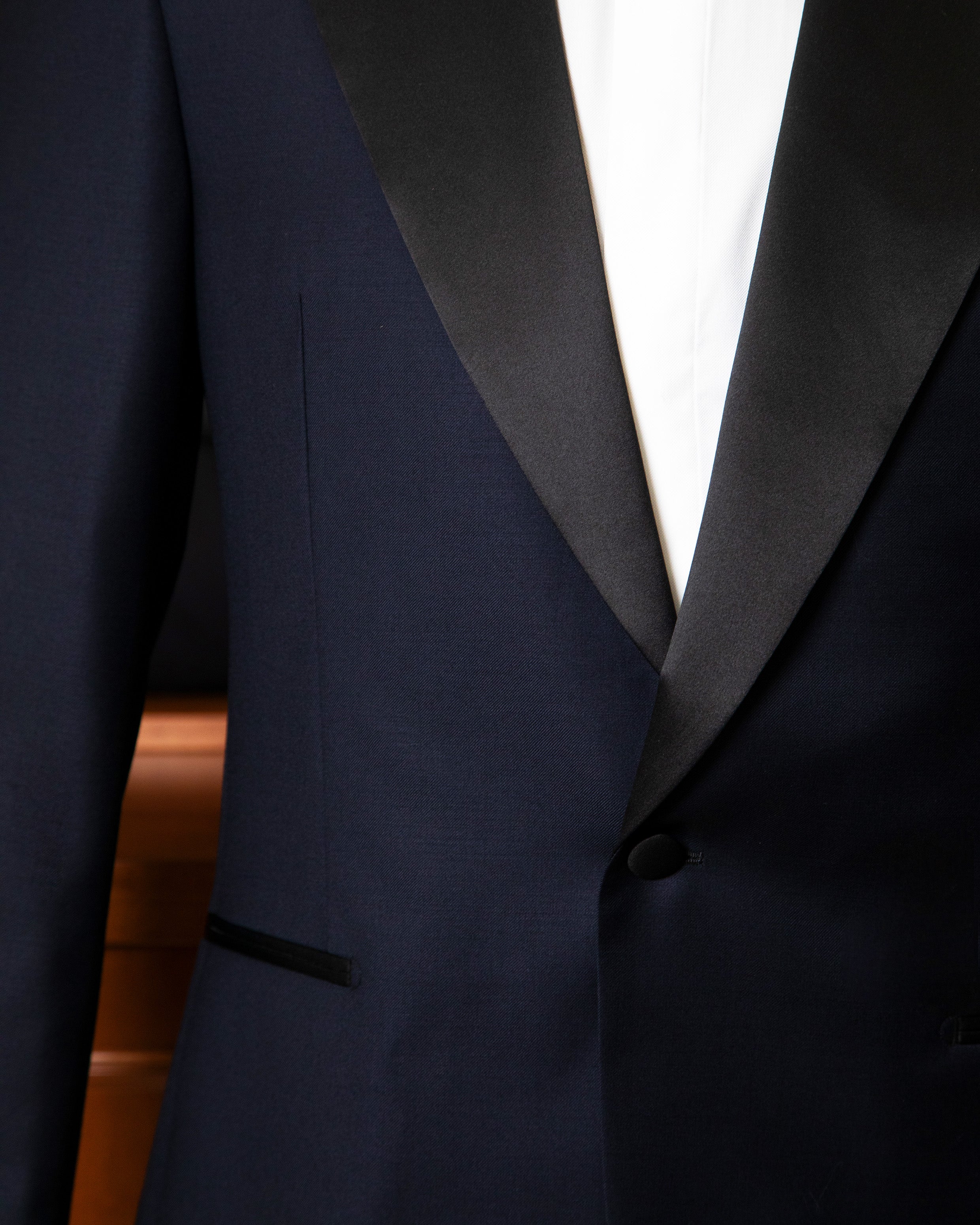 Midnight Blue Tuxedo with Black Satin