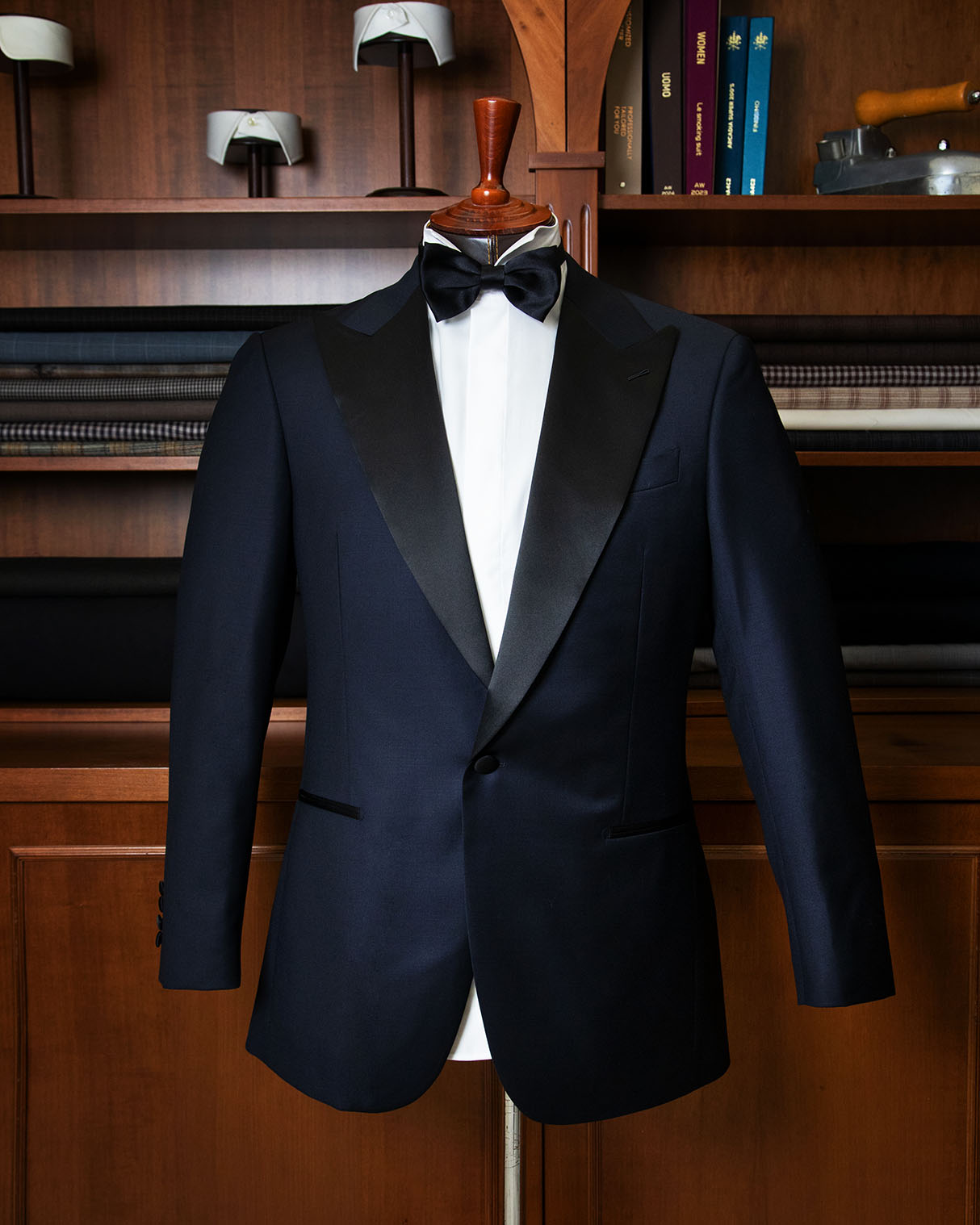 Midnight Blue Tuxedo with Black Satin