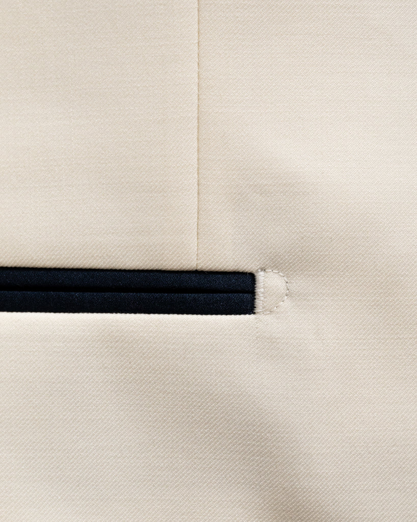 White Donatello Tuxedo with Blue Satin