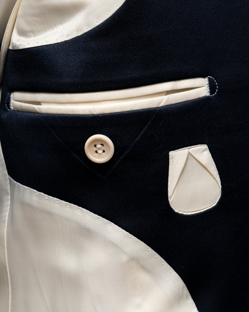 White Donatello Tuxedo with Blue Satin