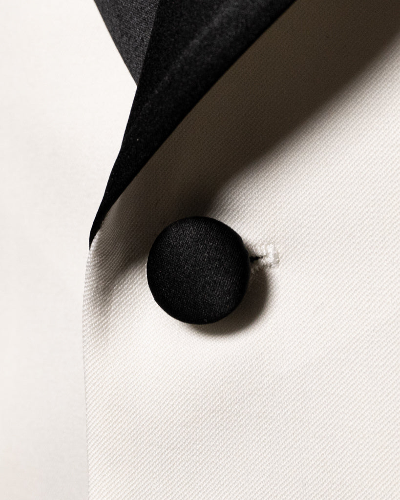 Donatello White Tuxedo with Black Satin