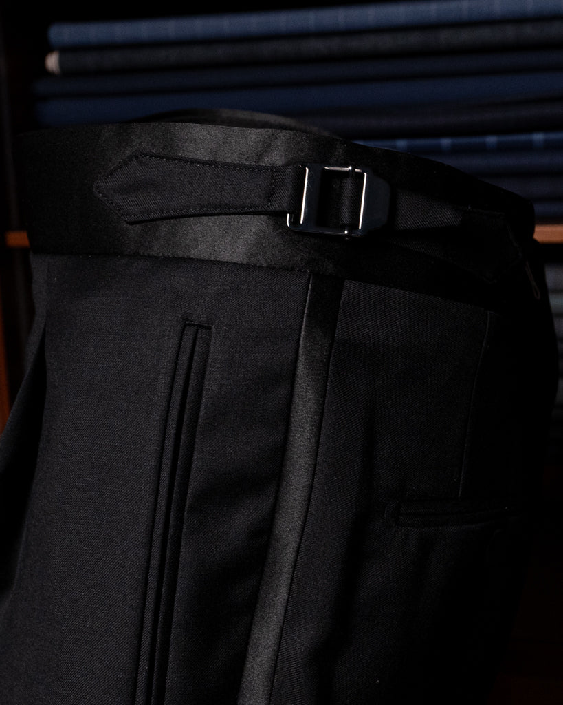 Donatello White Tuxedo with Black Satin