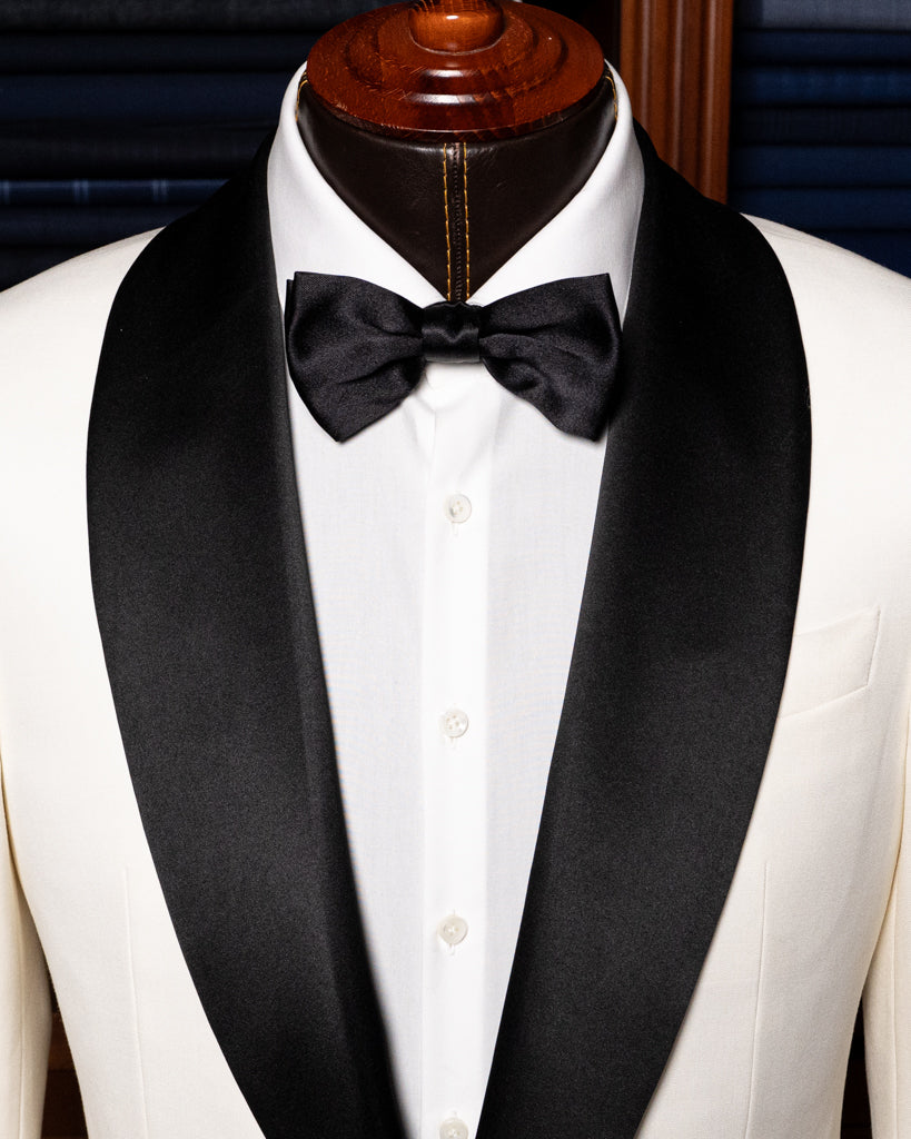 Donatello White Tuxedo with Black Satin