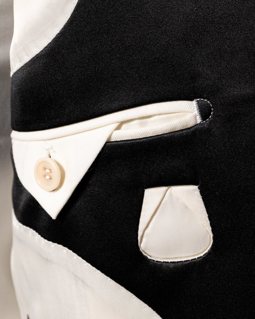 Donatello White Tuxedo with Black Satin