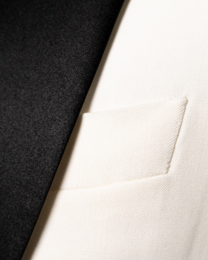 Donatello White Tuxedo with Black Satin