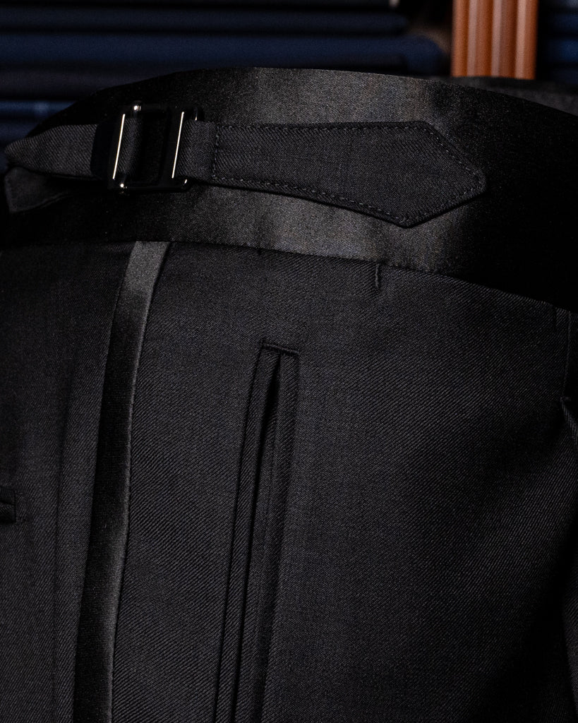 Donatello White Tuxedo with Black Satin