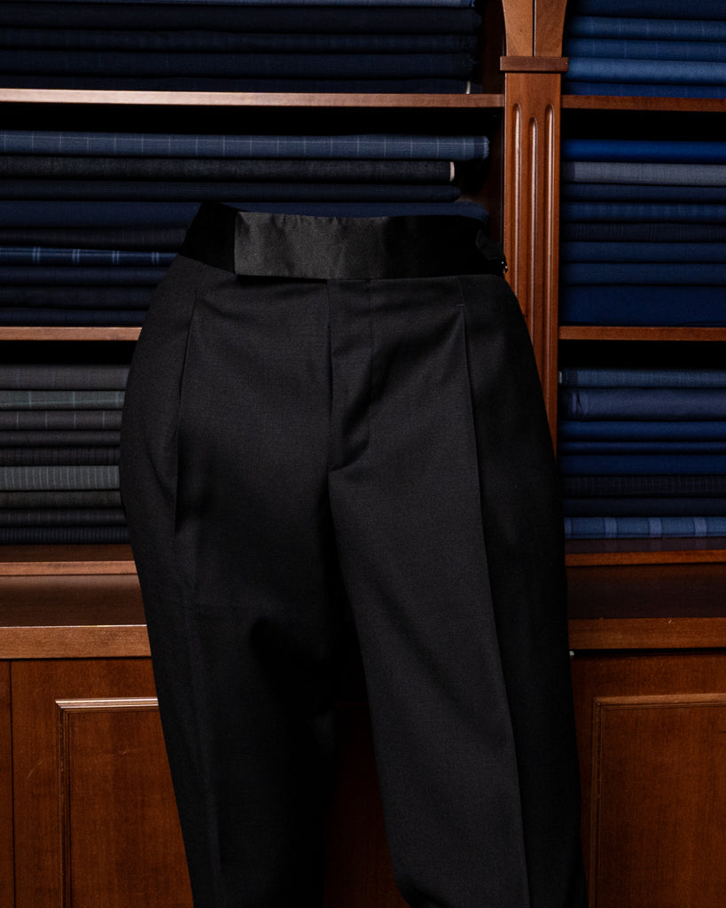 Donatello White Tuxedo with Black Satin