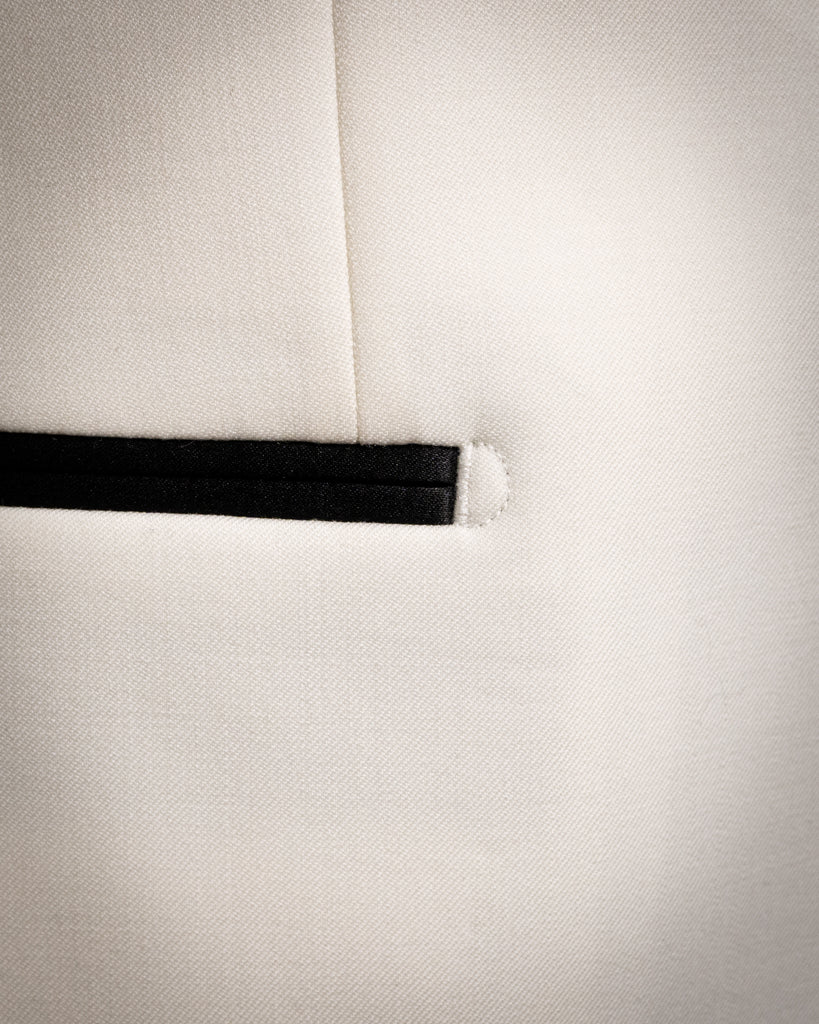 Donatello White Tuxedo with Black Satin