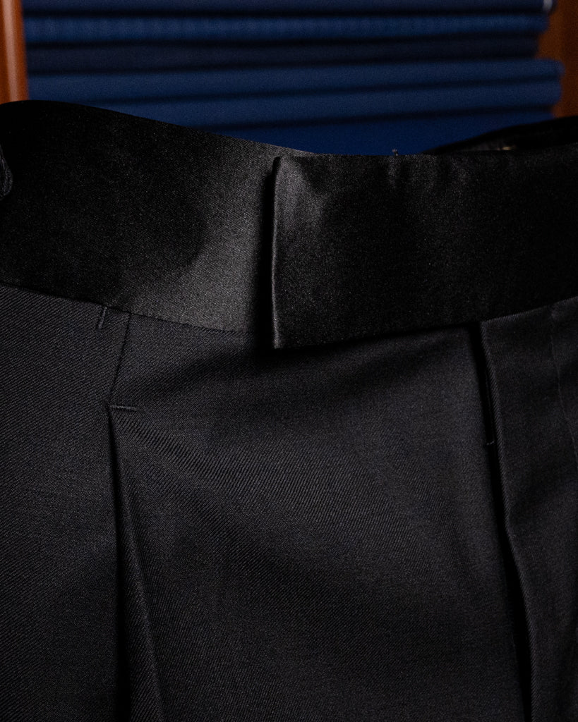 Donatello White Tuxedo with Black Satin