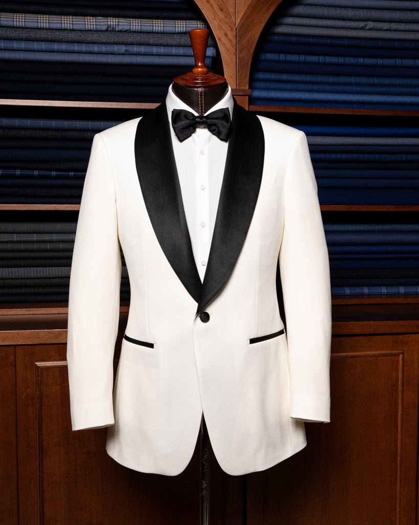 Donatello White Tuxedo with Black Satin