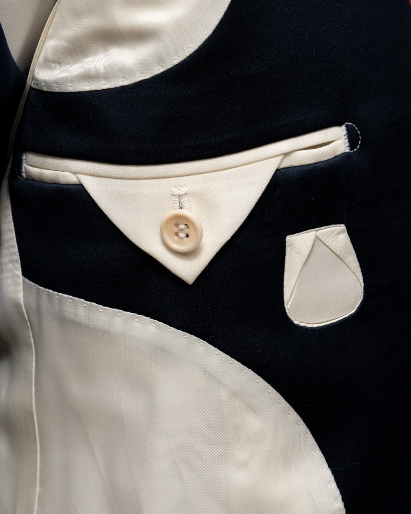 Donatello Cream Tuxedo with Blue Satin and Cobalt Blue Waistcoat
