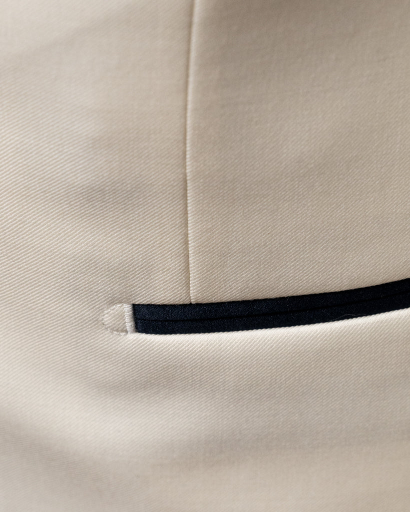 Donatello Cream Tuxedo with Blue Satin and Cobalt Blue Waistcoat