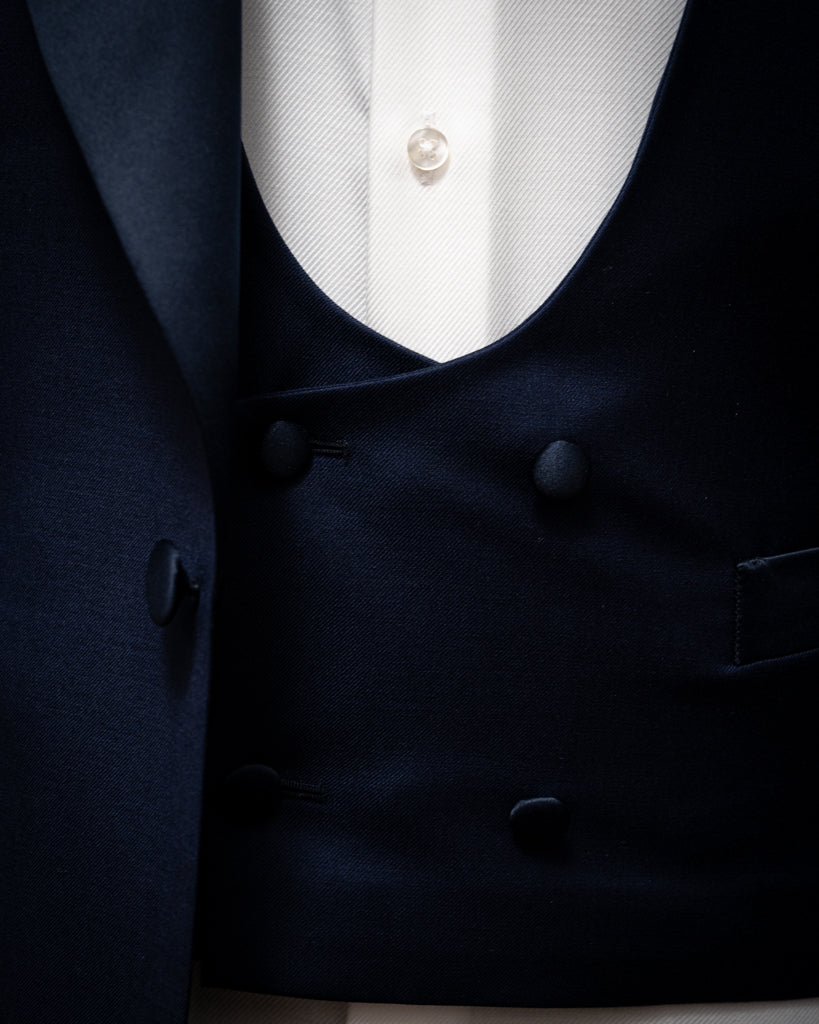Smoking Michelangelo Blu Navy con Raso