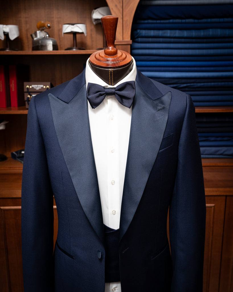 Smoking Michelangelo Blu Navy con Raso