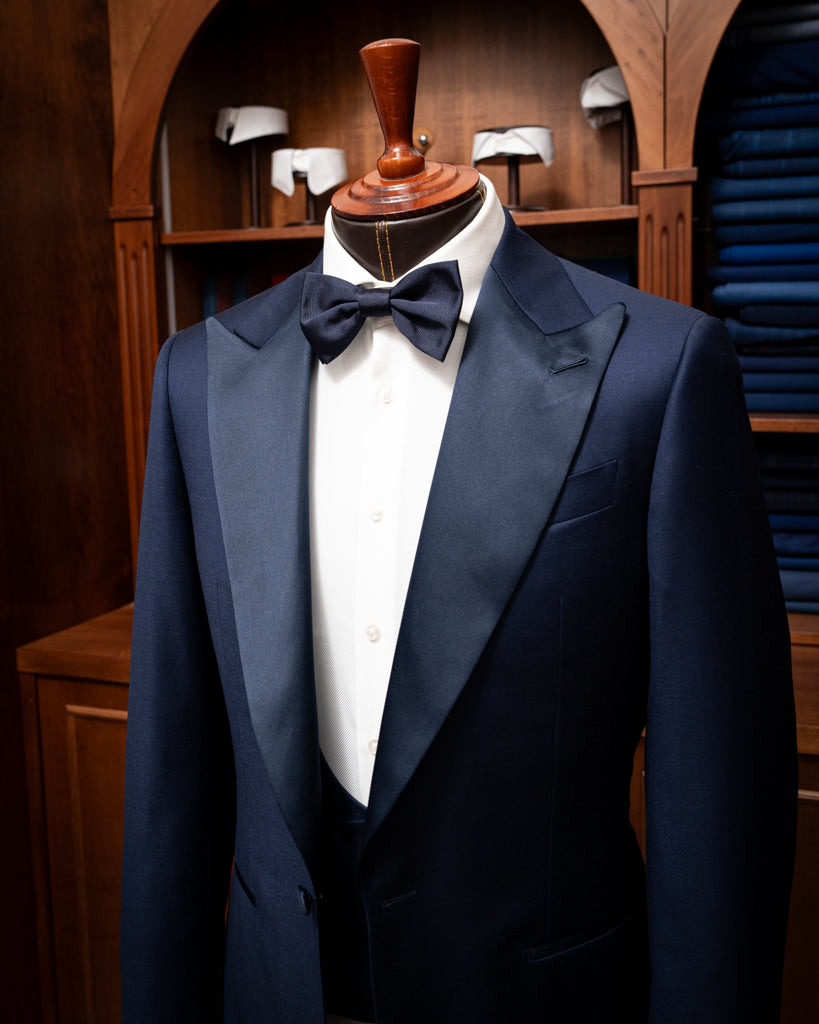 Smoking Michelangelo Blu Navy con Raso