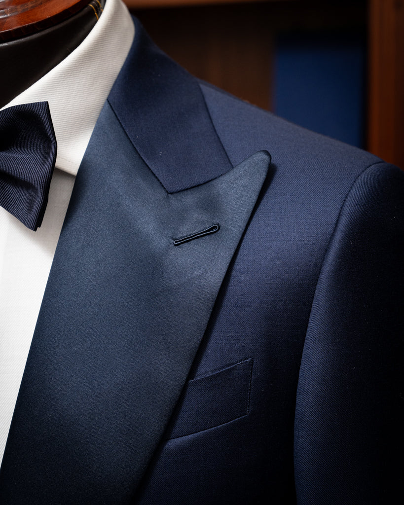 Smoking Michelangelo Blu Navy con Raso