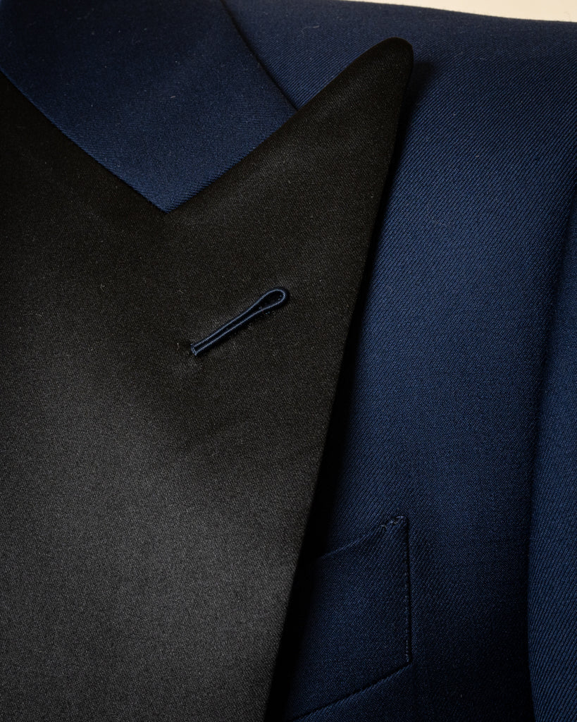 Michelangelo Midnight Blue Tuxedo with Black Satin