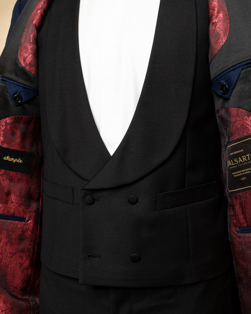 Michelangelo Midnight Blue Tuxedo with Black Satin