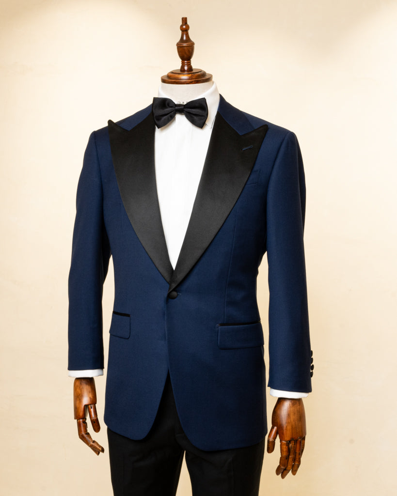 Michelangelo Midnight Blue Tuxedo with Black Satin