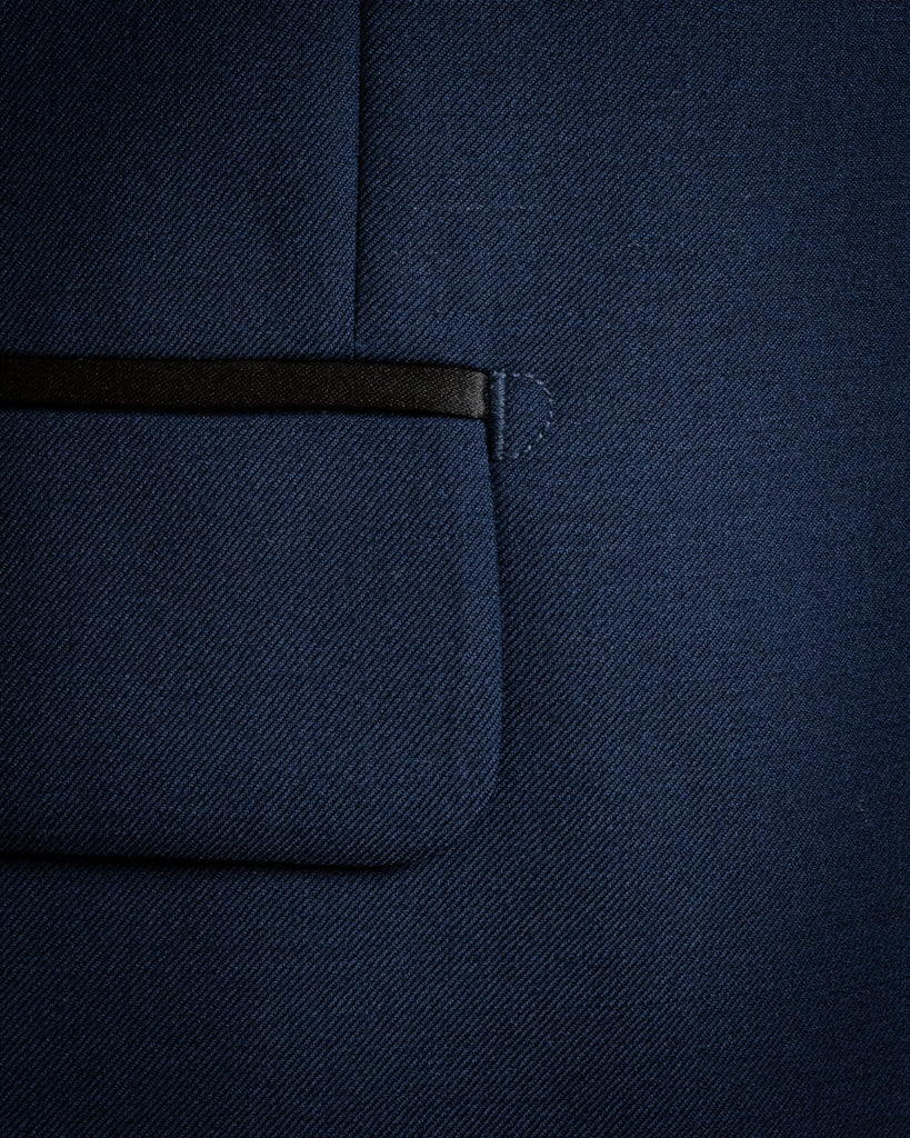 Michelangelo Midnight Blue Tuxedo with Black Satin