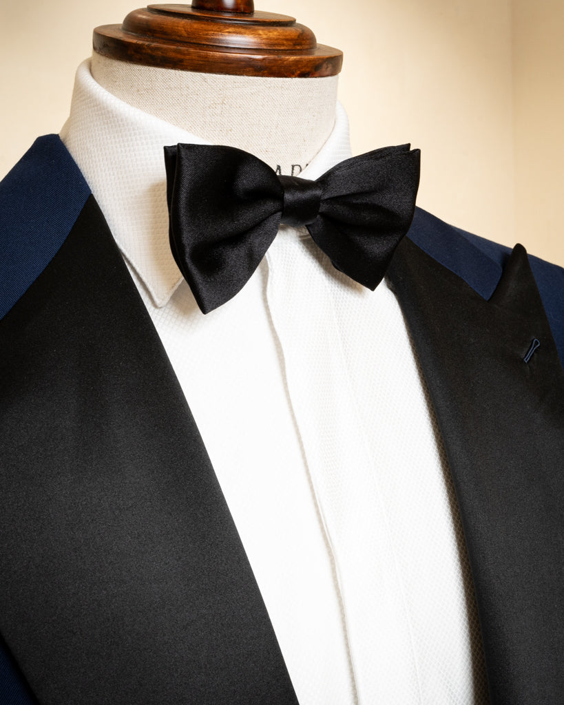 Michelangelo Midnight Blue Tuxedo with Black Satin