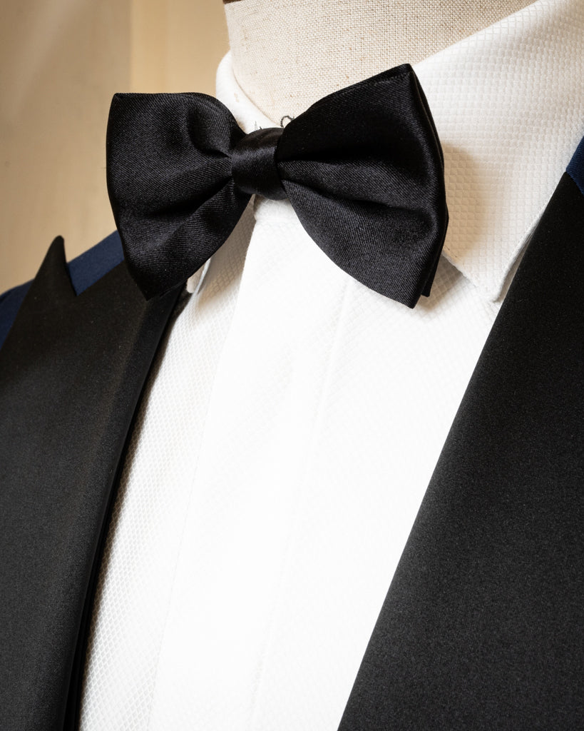 Michelangelo Midnight Blue Tuxedo with Black Satin