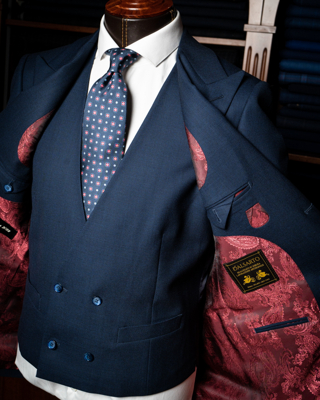 Abito Bernini Tre Pezzi Occhio di Pernice Blu Navy