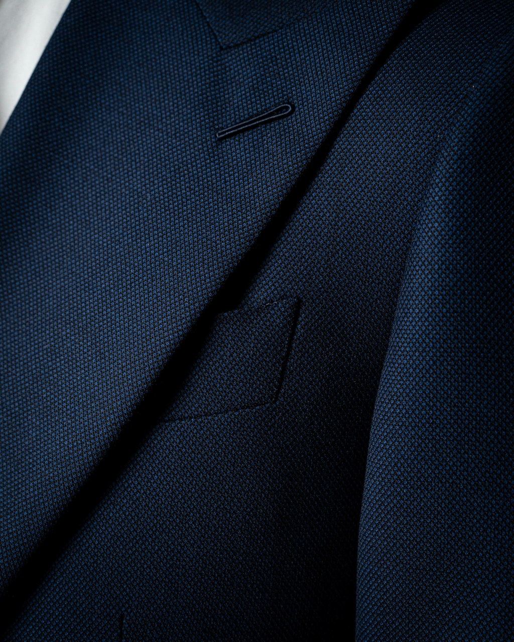 Bernini Three Piece Partridge's Eye Suit Navy Blue