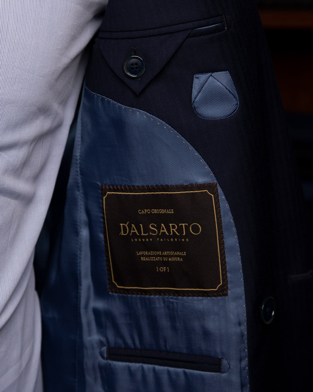 Perugino Herringbone Blue Suit