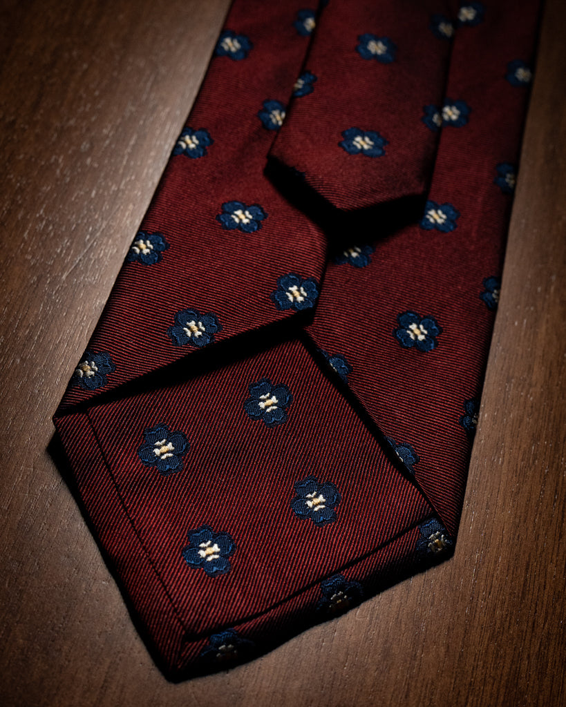 Agostino Burgundy Tie with Flower Pattern
