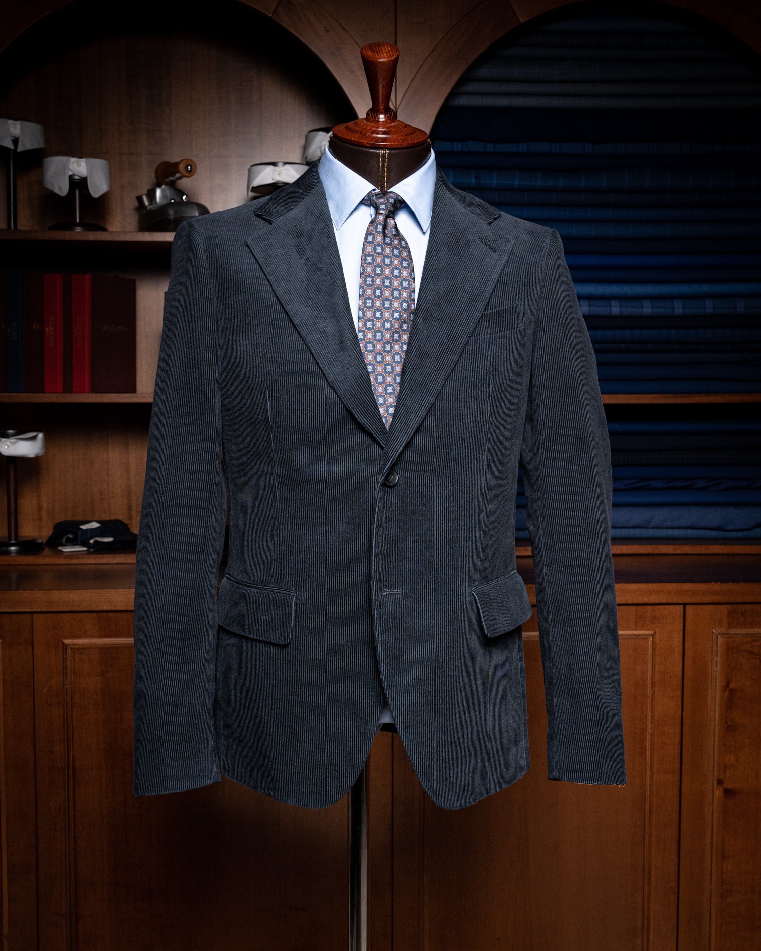 Giacca Giotto Velluto Blu a Coste