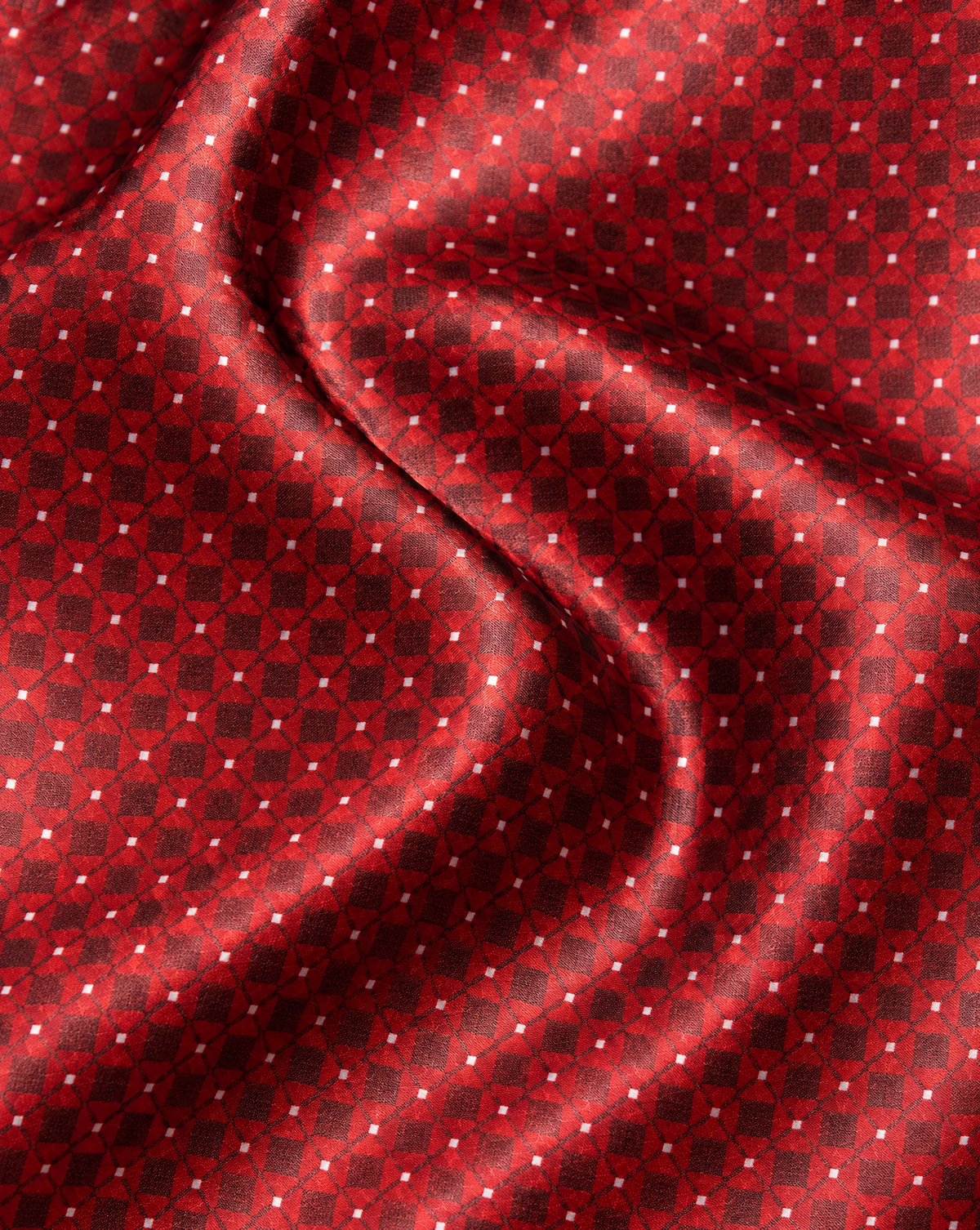 Ruby Red Geometric Motif Silk Tie
