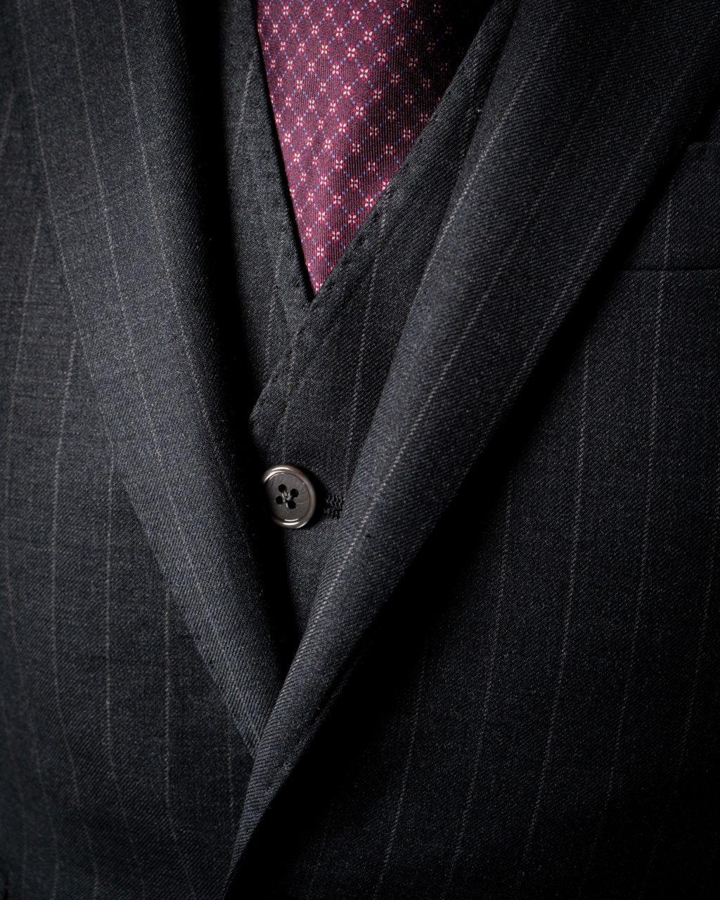 Single-Breasted Gray Pinstripe Waistcoat