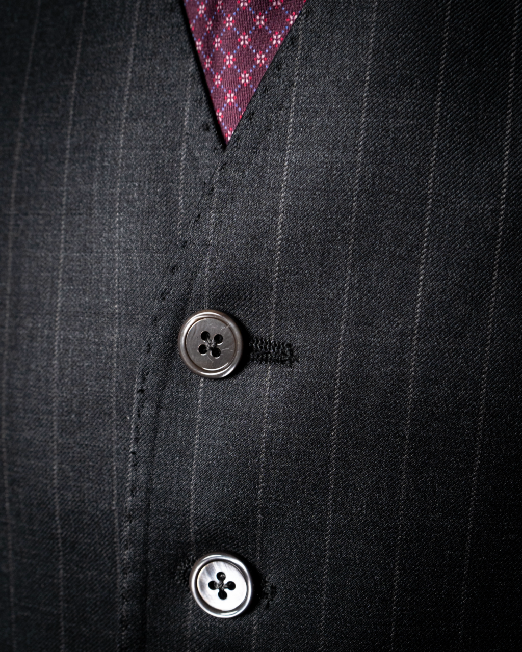 Single-Breasted Gray Pinstripe Waistcoat