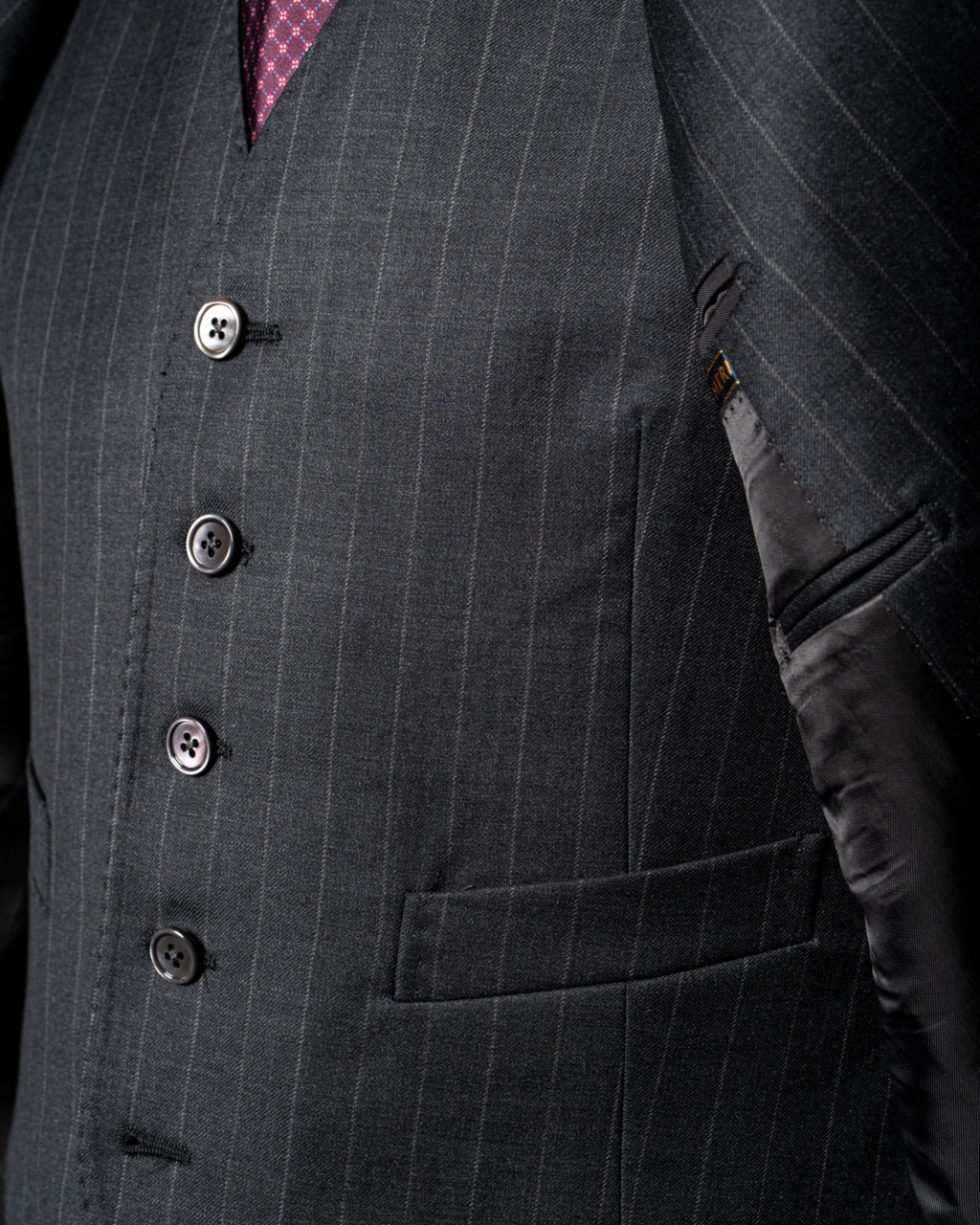 Single-Breasted Gray Pinstripe Waistcoat