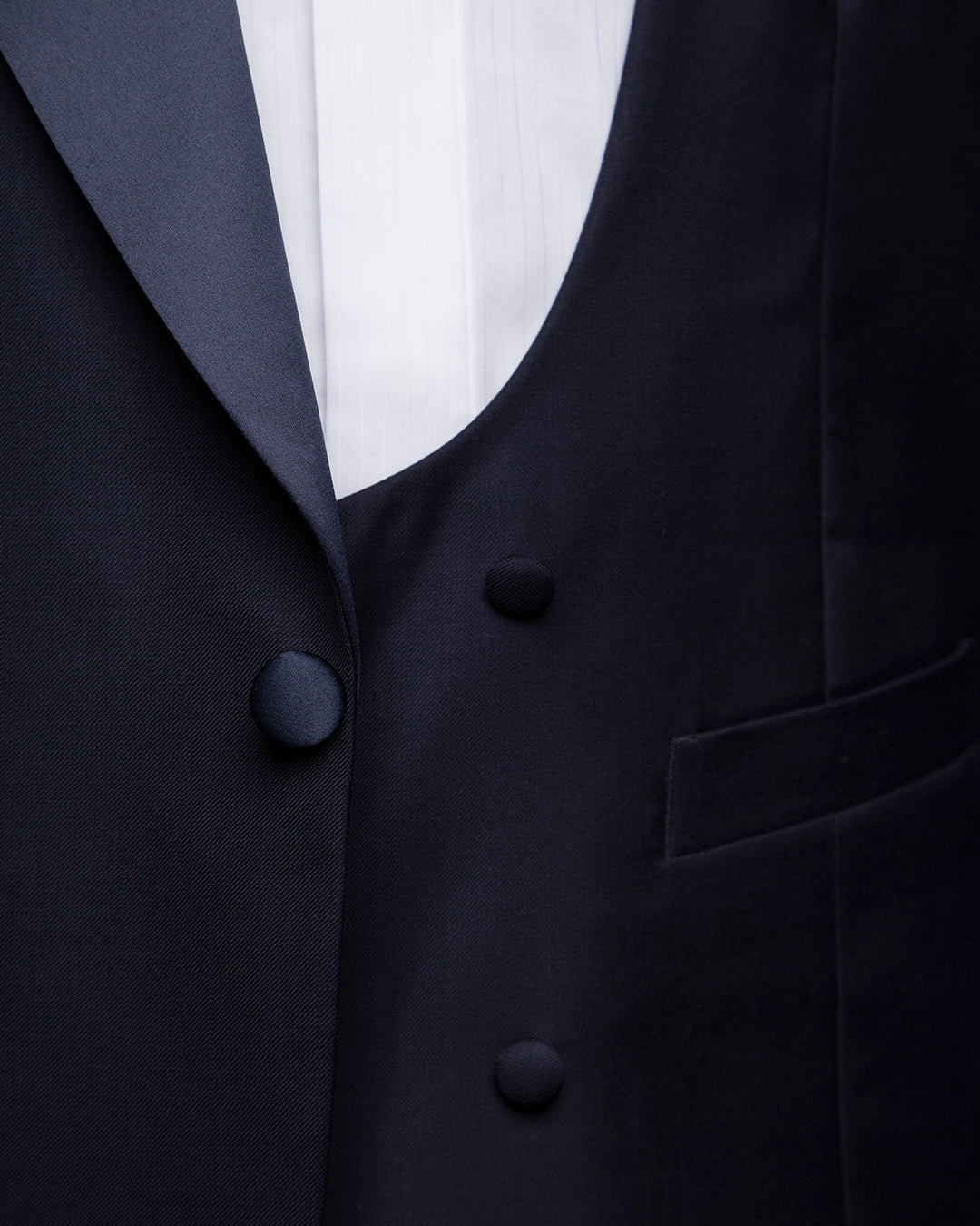 Gilet Smoking Blu Navy Doppiopetto con Scollo a U