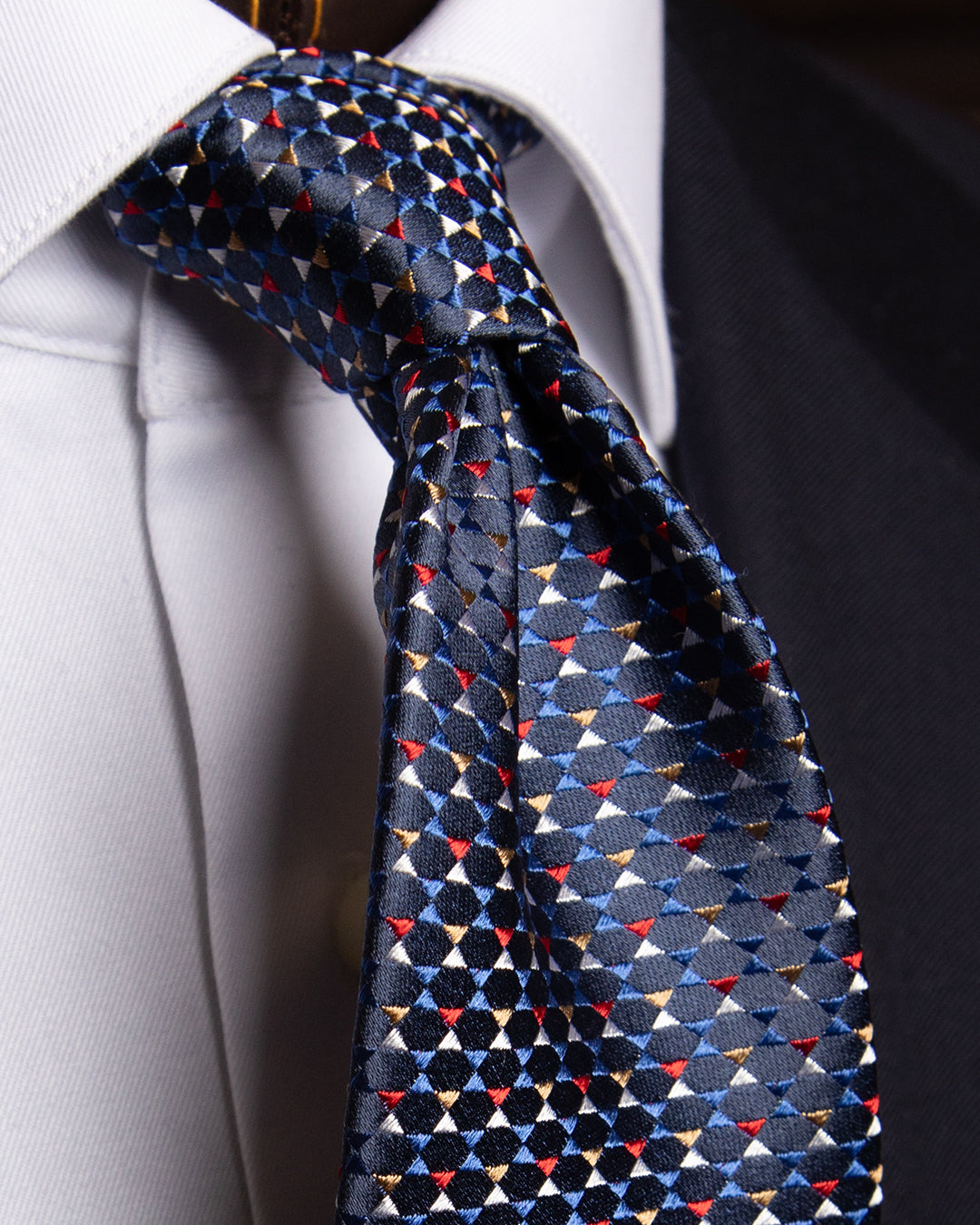 Cravatta Blu con Fantasia Multicolor