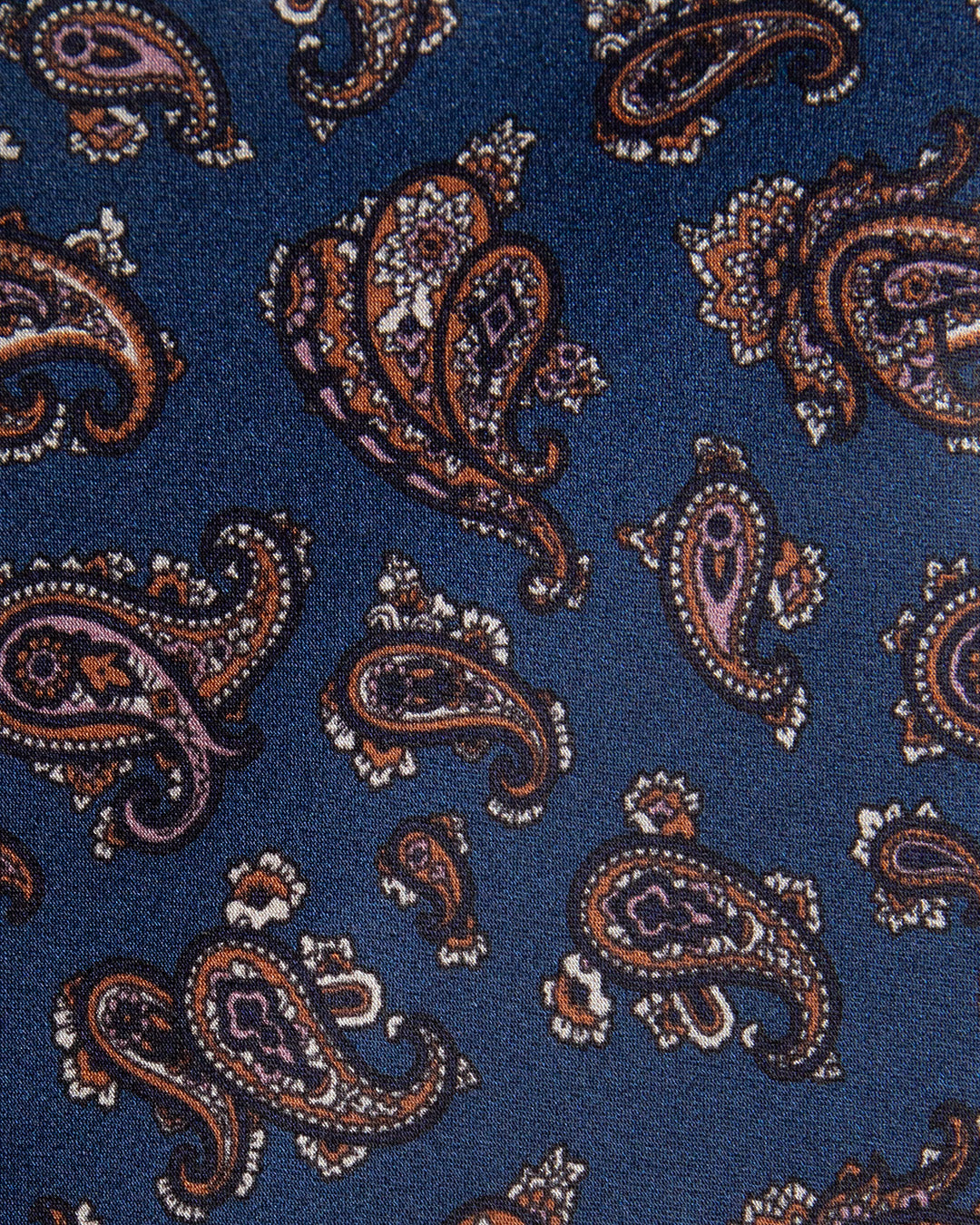 Cravatta Blu con Fantasia Paisley Marrone e Bianca