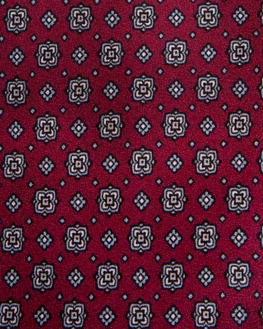 Cravatta Bordeaux con Motivo Floreale Grigio