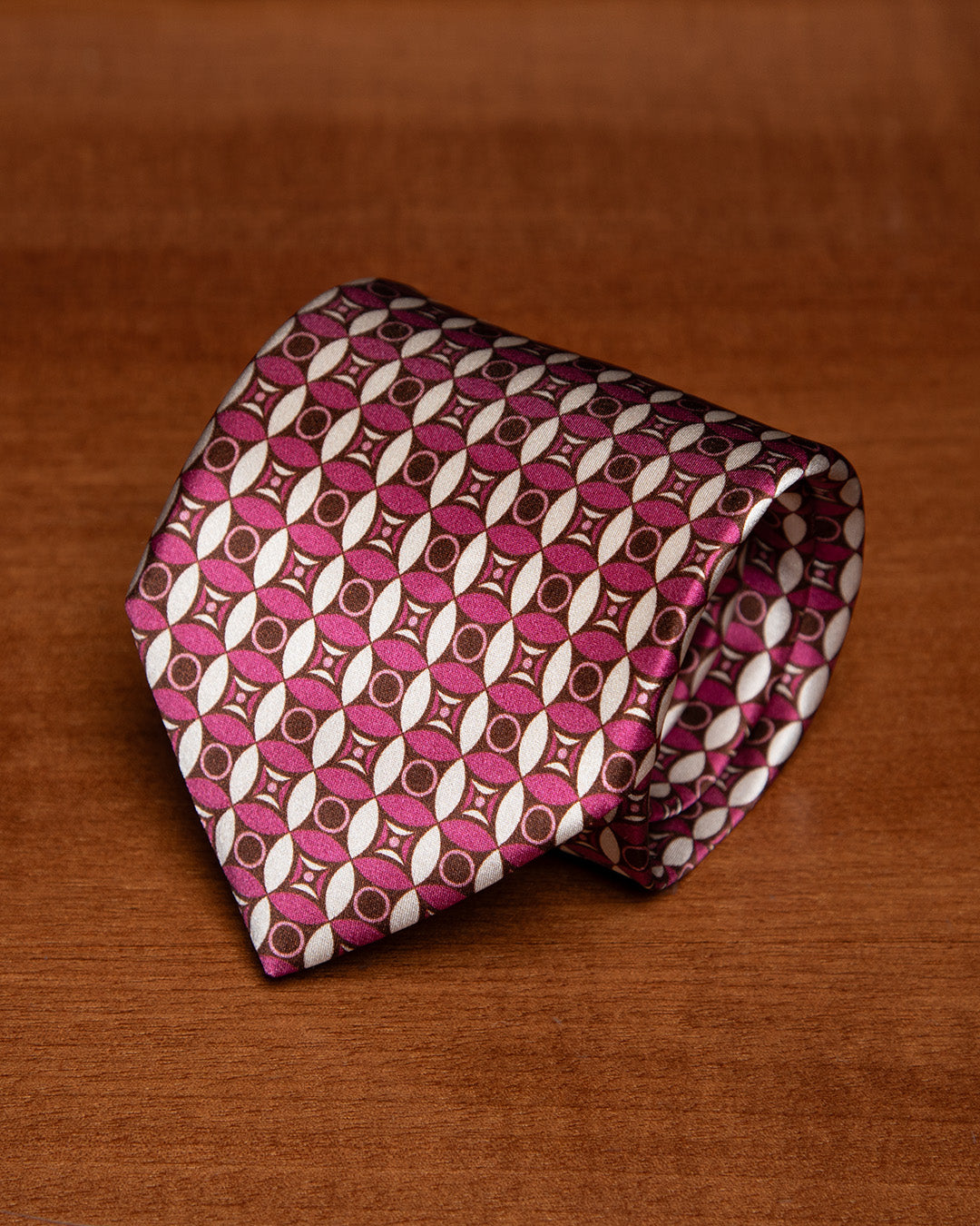 Pink & Orange Geometric Mosaic Silk Tie