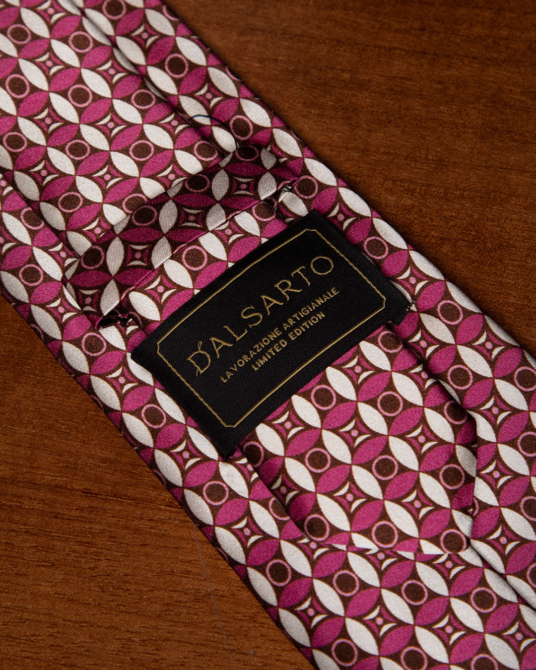 Pink & Orange Geometric Mosaic Silk Tie
