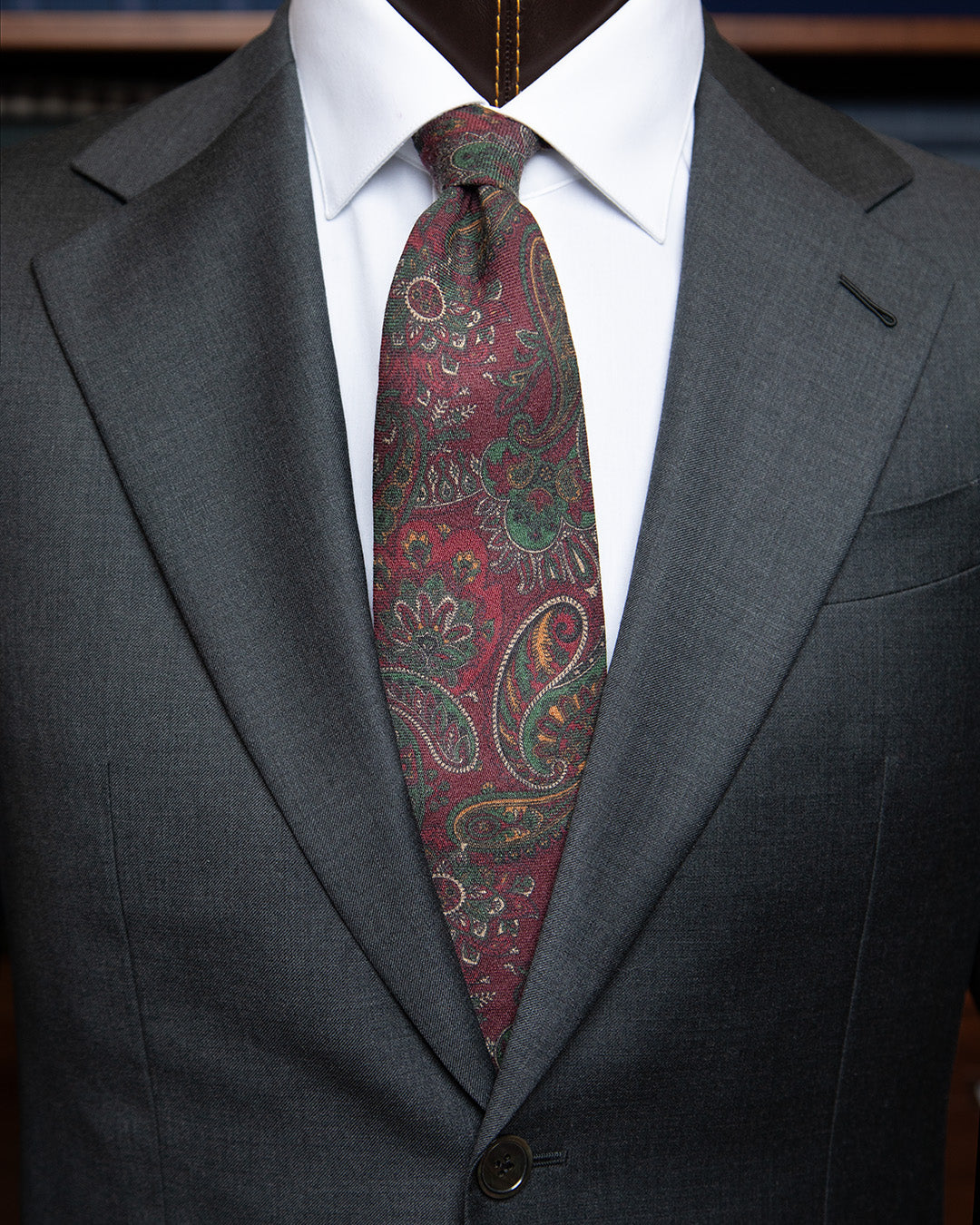 Burgundy Tie with Floral Pattern