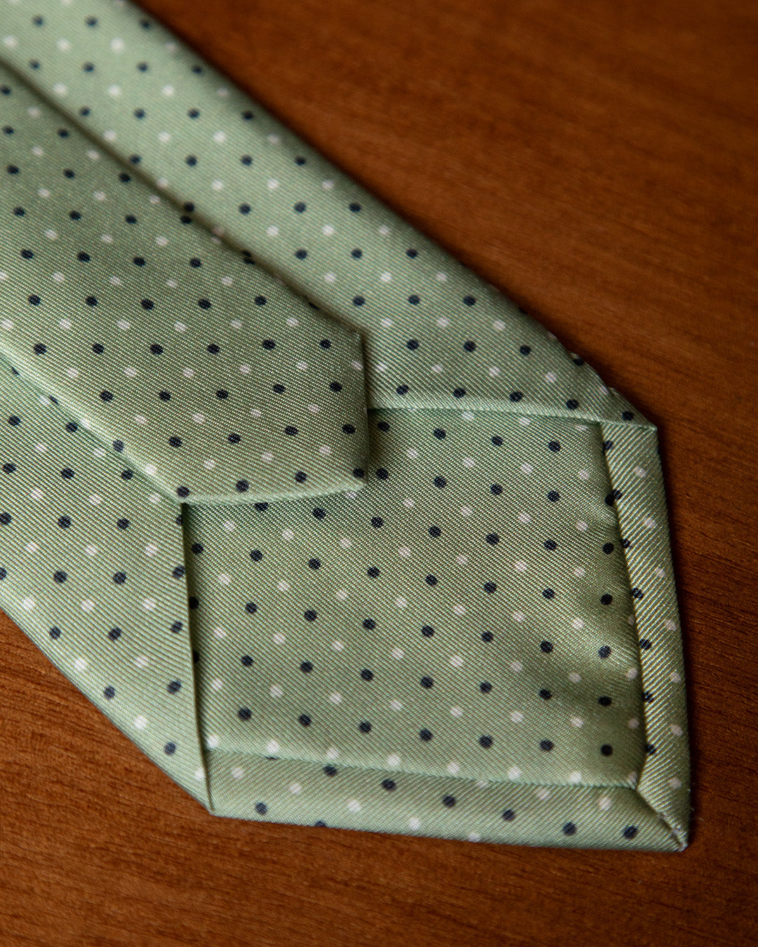 Cravatta Verde Chiaro con Pois Blue e Bianchi