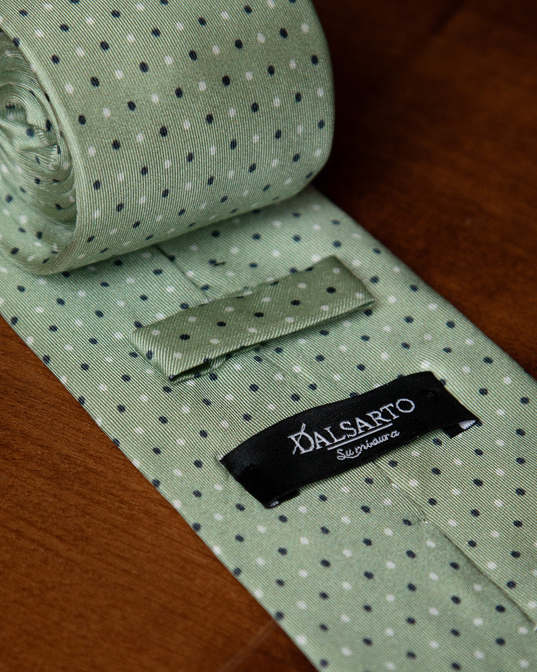 Cravatta Verde Chiaro con Pois Blue e Bianchi