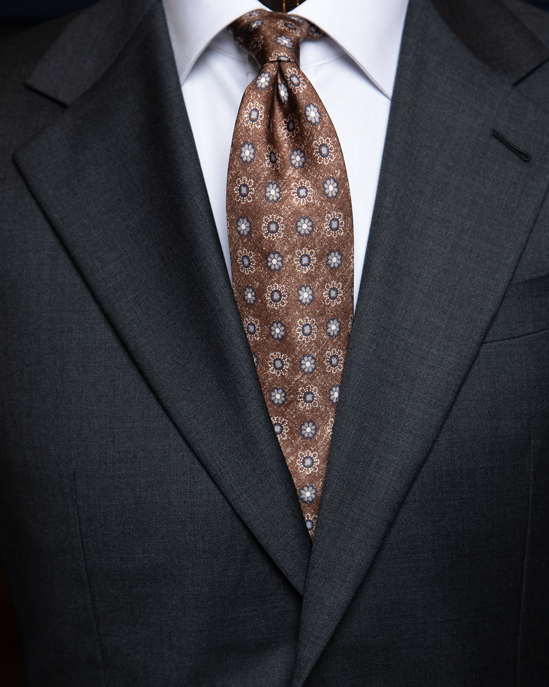 Brown Tie with Flowers