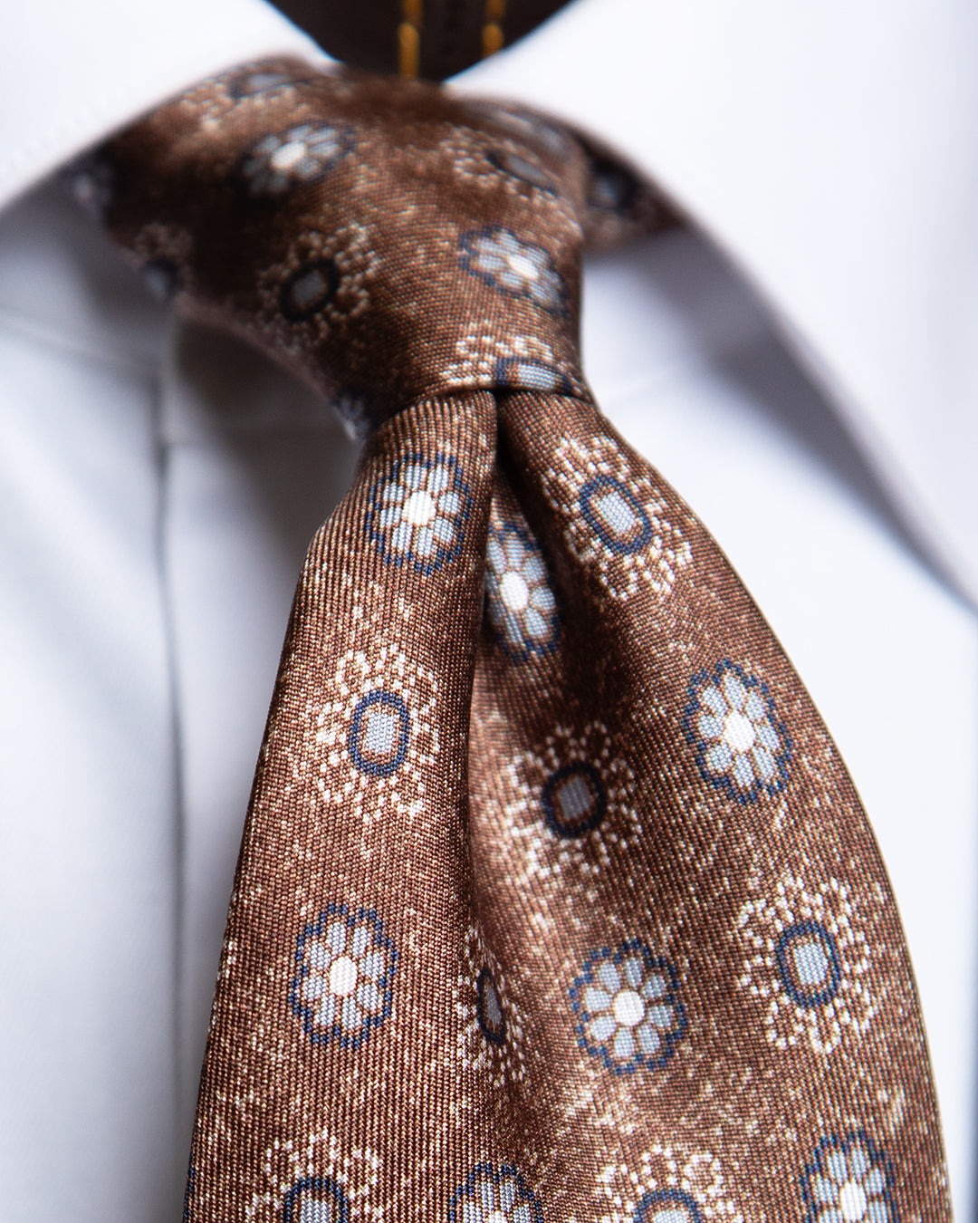 Brown Tie with Flowers