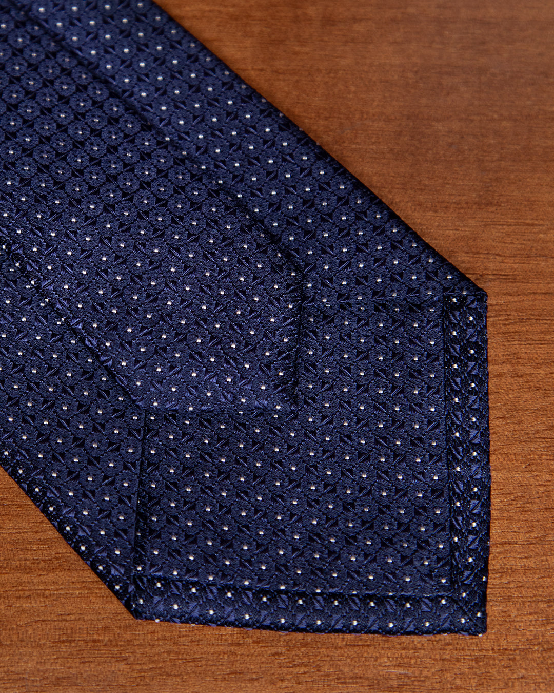 Avio Blue Jacquard Tie with Micro-Octagons and White Dots