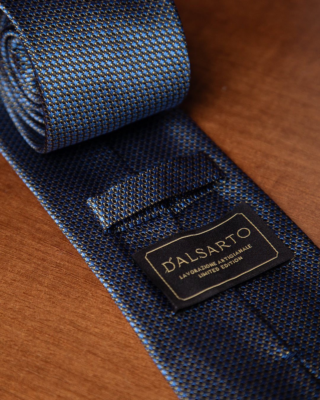 Blue Tie with Black Micro-Jacquard