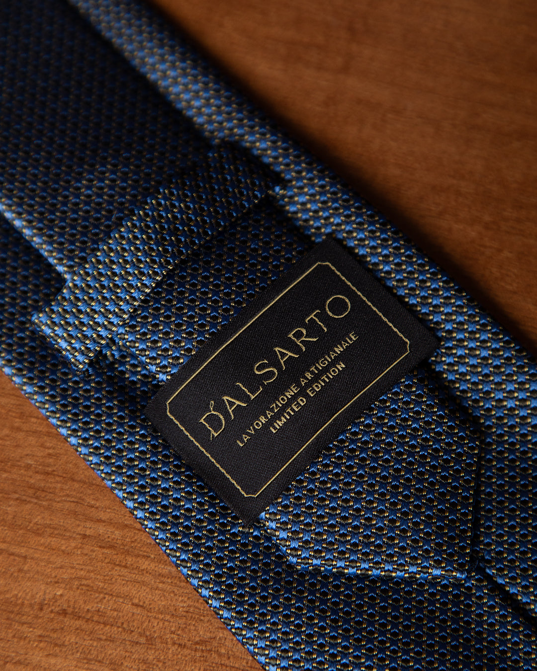 Blue Tie with Black Micro-Jacquard